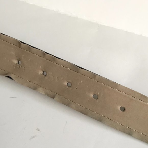 Vtg Calvin Klein Brown Black Leather Belt Womens Size M Cow Fur Spots Cowgirl - Picture 15 of 16